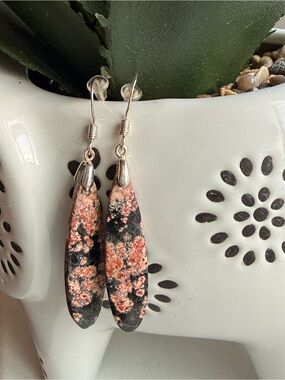 Handcrafted Snowflake Obsidian 925 Sterling Silver Teardrop Bohemian Earrings